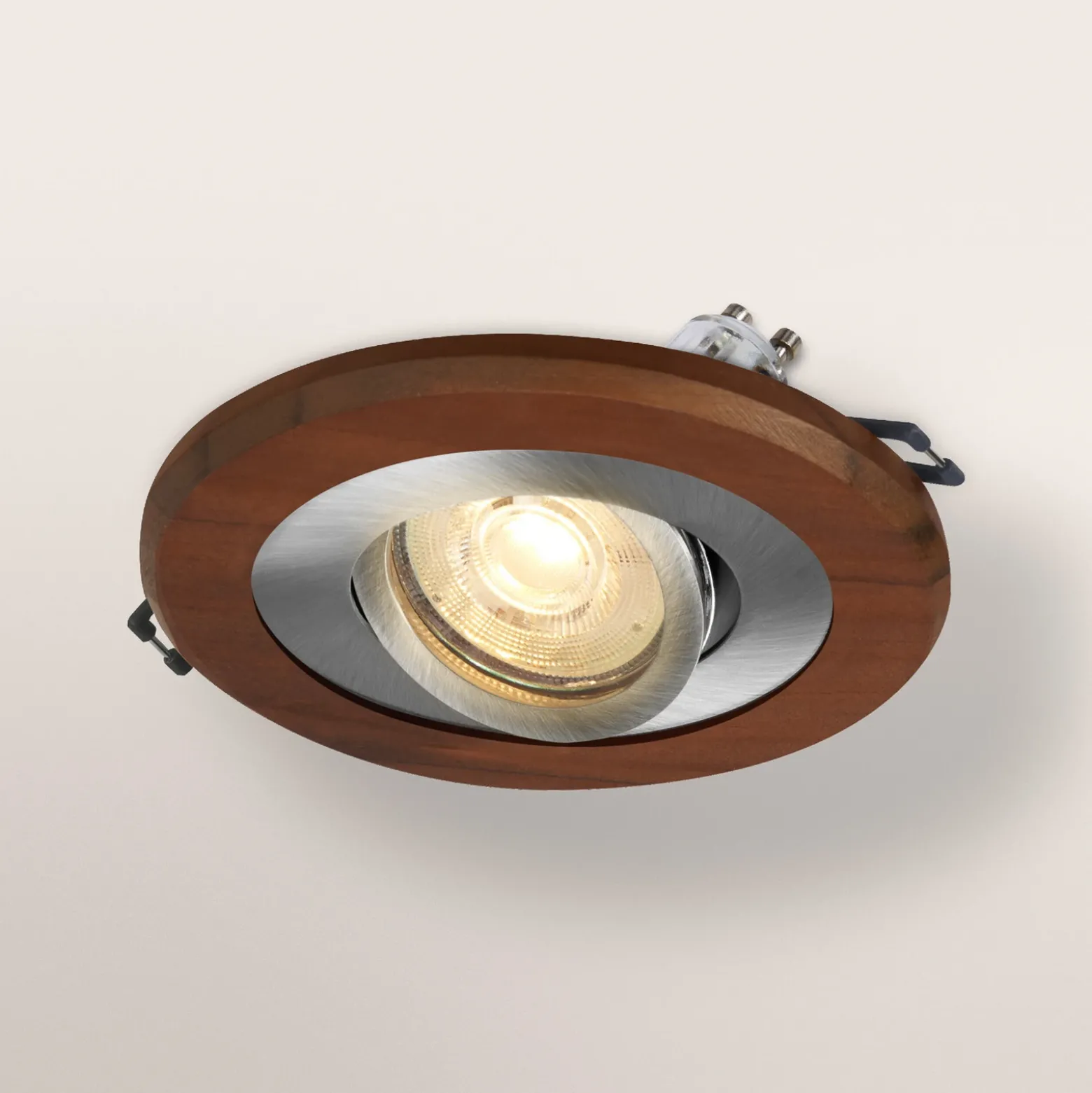 Foco empotrable OSRAM, madera oscura/níquel, Ø 12 cm, GU10-LED