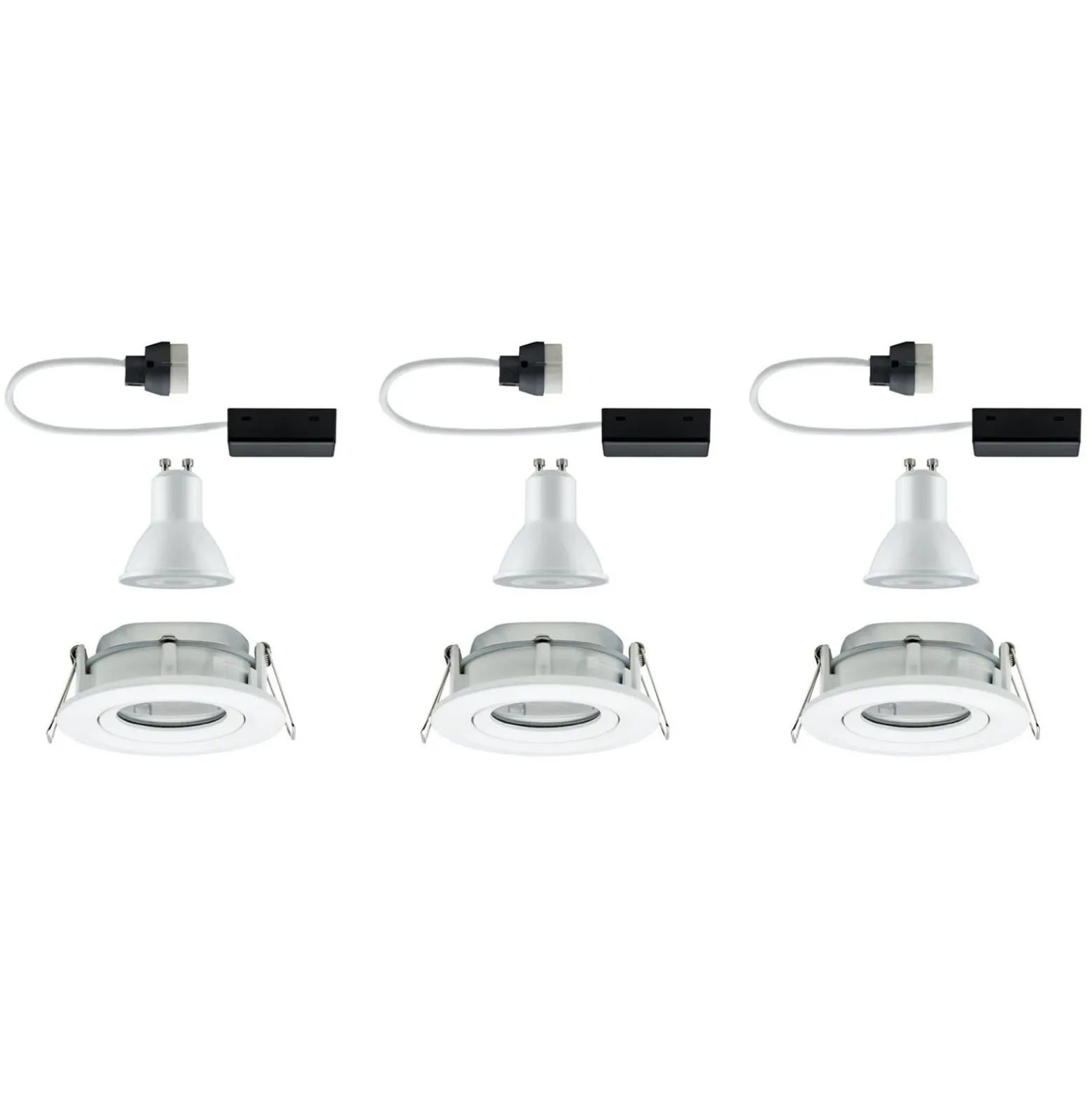 Foco empotrable Paulmann Nova, juego de 3, blanco, atenuable, IP65, 2.700 K