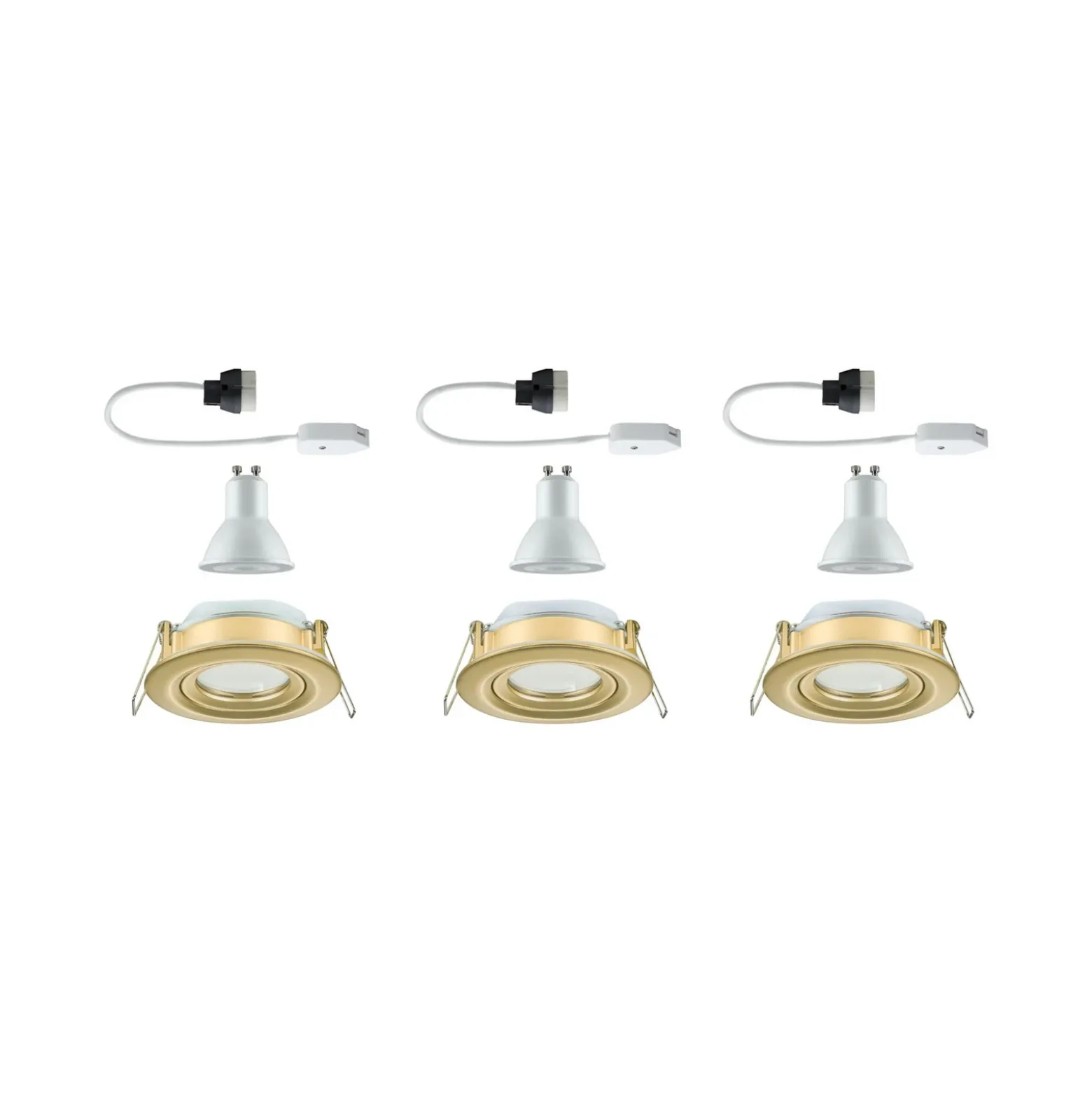 Foco empotrable Paulmann Nova, juego de 3, dorado, atenuable, IP65, 2.700 K