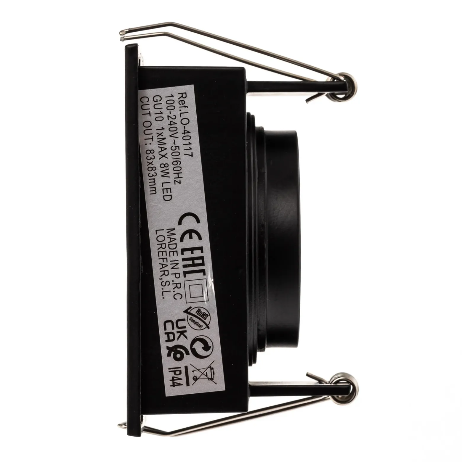 Foco empotrado Hyde 1 luz marco angular IP44 negro