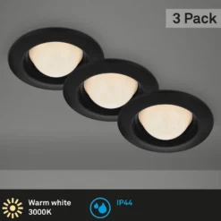Foco empotrado LED Carro, 3 ud, 3.000K, negro