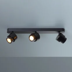 Foco LED BRUSH, negro, 50 cm, 3 luces, metal, atenuable, 2700 K