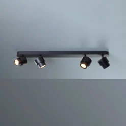 Foco LED BRUSH, negro, 70 cm, 4 luces, metal, atenuable, 2700 K