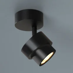 Foco LED BRUSH, negro, Ø 7 cm, metal, atenuable, 2700 K