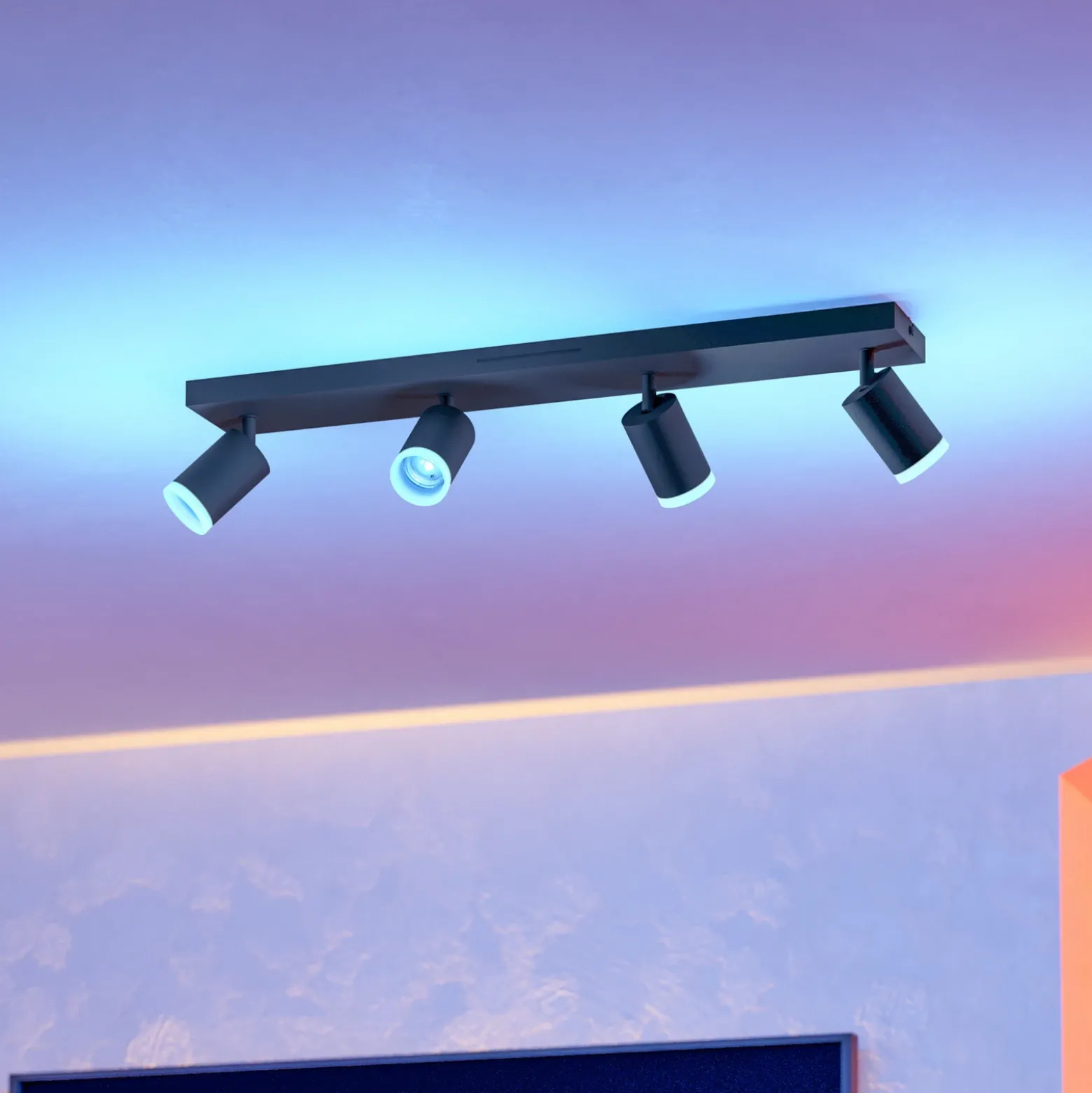 Foco LED inteligente EGLO connect Melitello-Z, 4 luces, negro