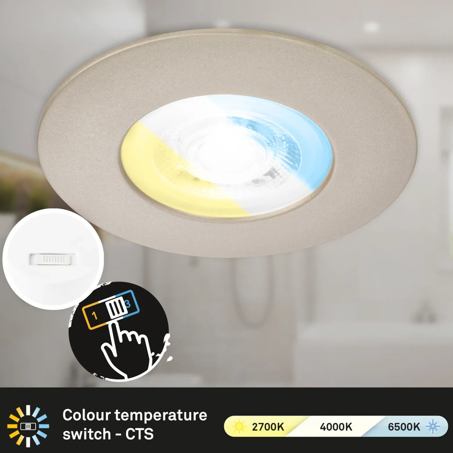 Foco LED 7605 IP44 3 ud CTS níquel mate