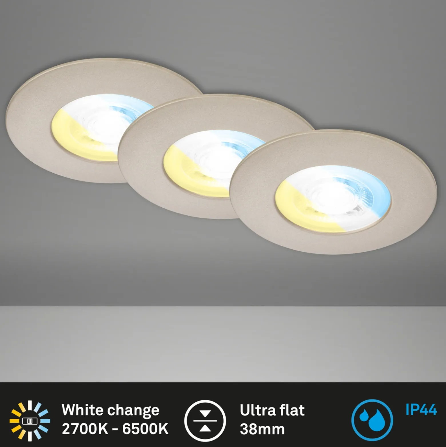 Foco LED 7605 IP44 3 ud CTS níquel mate