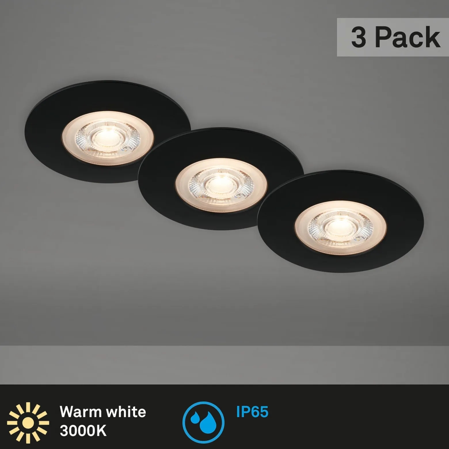 Foco LED Kulana negro 3 ud IP65