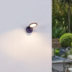Foco LED Lindby Manel, negro, hierro, 18 cm de altura