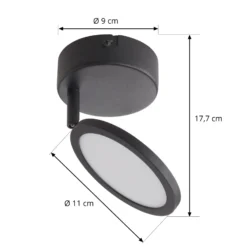 Foco LED Lindby Manel, negro, hierro, 18 cm de altura