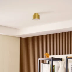 Foco LED Lindby Nivoria, 11 x 9 cm, dorado, metal