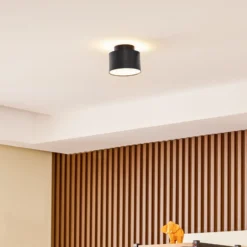 Foco LED Lindby Nivoria, 11 x 9 cm, negro, metal