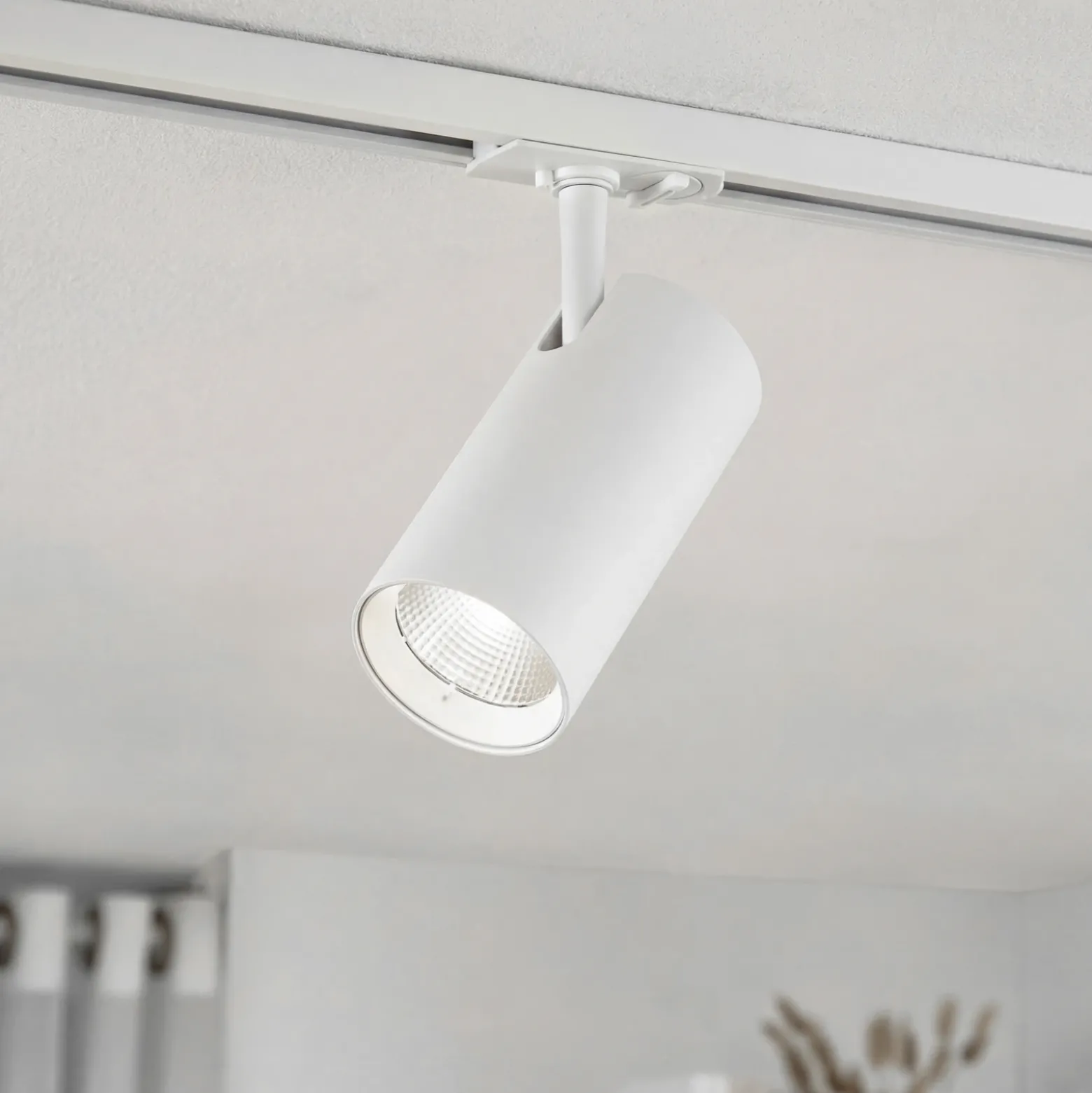 Foco LED para rieles Lindby Linaro, blanco, Ø 7 cm, aluminio, CCT