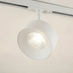 Foco LED para rieles Lindby Linaro, blanco, Ø 9,5 cm, 3000 K