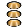Foco LED Paulmann Cole, dorado-negro, juego de 3