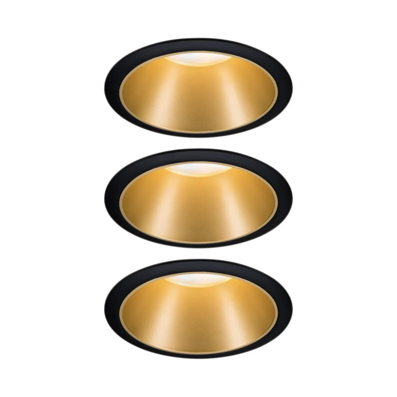 Foco LED Paulmann Cole, dorado-negro, juego de 3