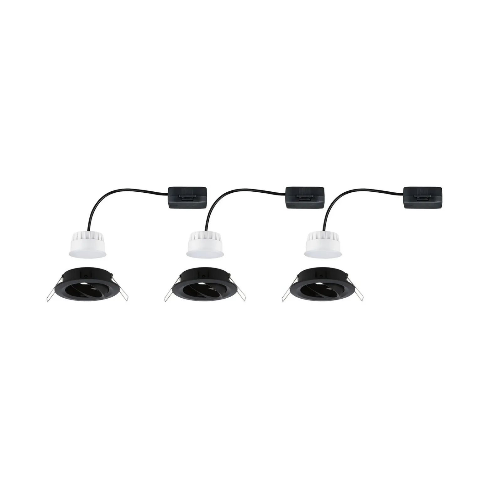 Foco LED Paulmann Nova Coin, juego de 3, negro, orientable, 2700 K