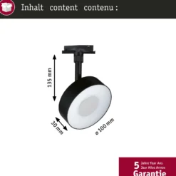 Foco LED Paulmann URail Circle, negro mate, CCT, atenuable
