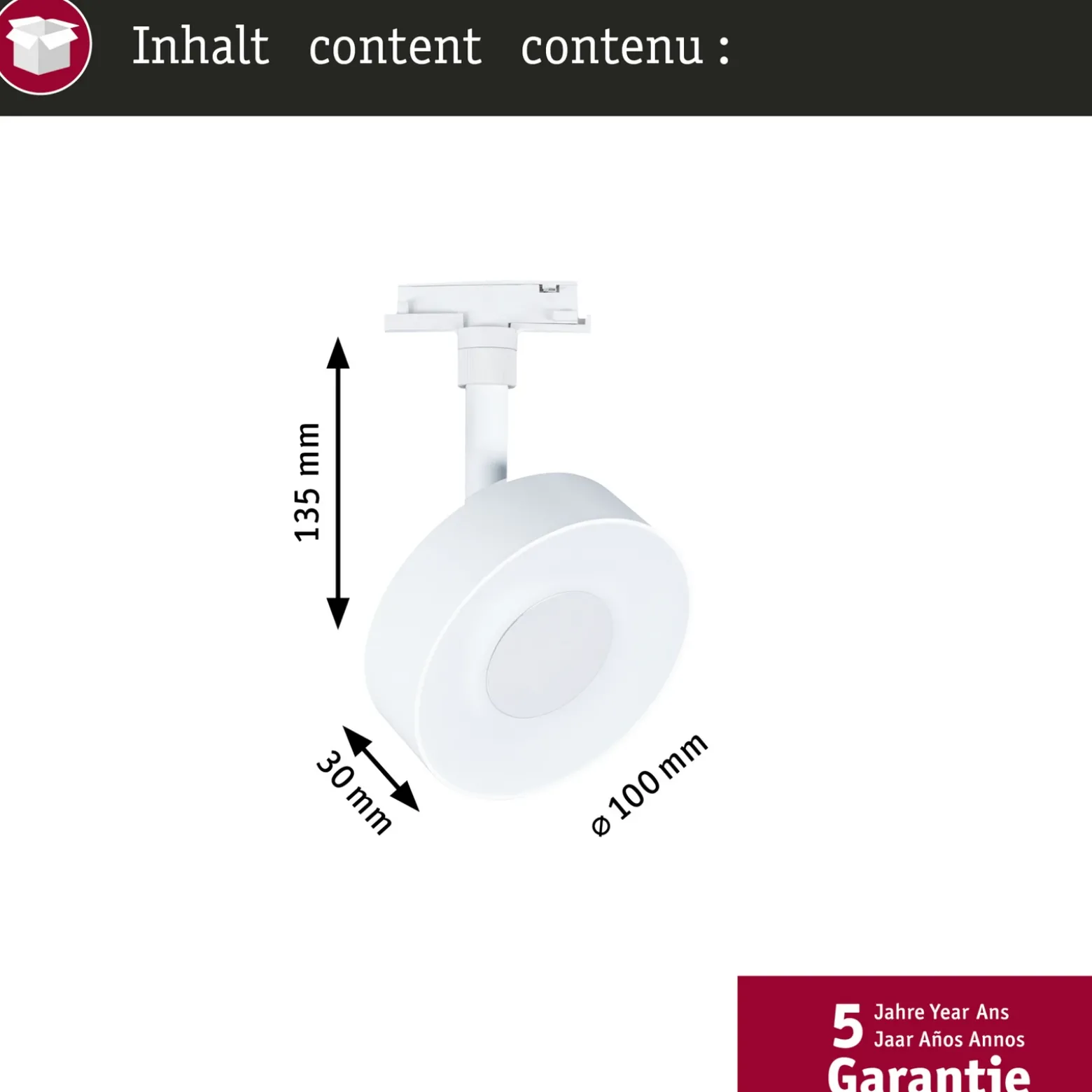 Foco LED Paulmann URail Circle, blanco mate, CCT, atenuable
