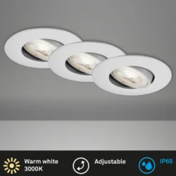 Foco LED 7602 3 ud IP65 3.000 K cromo mate