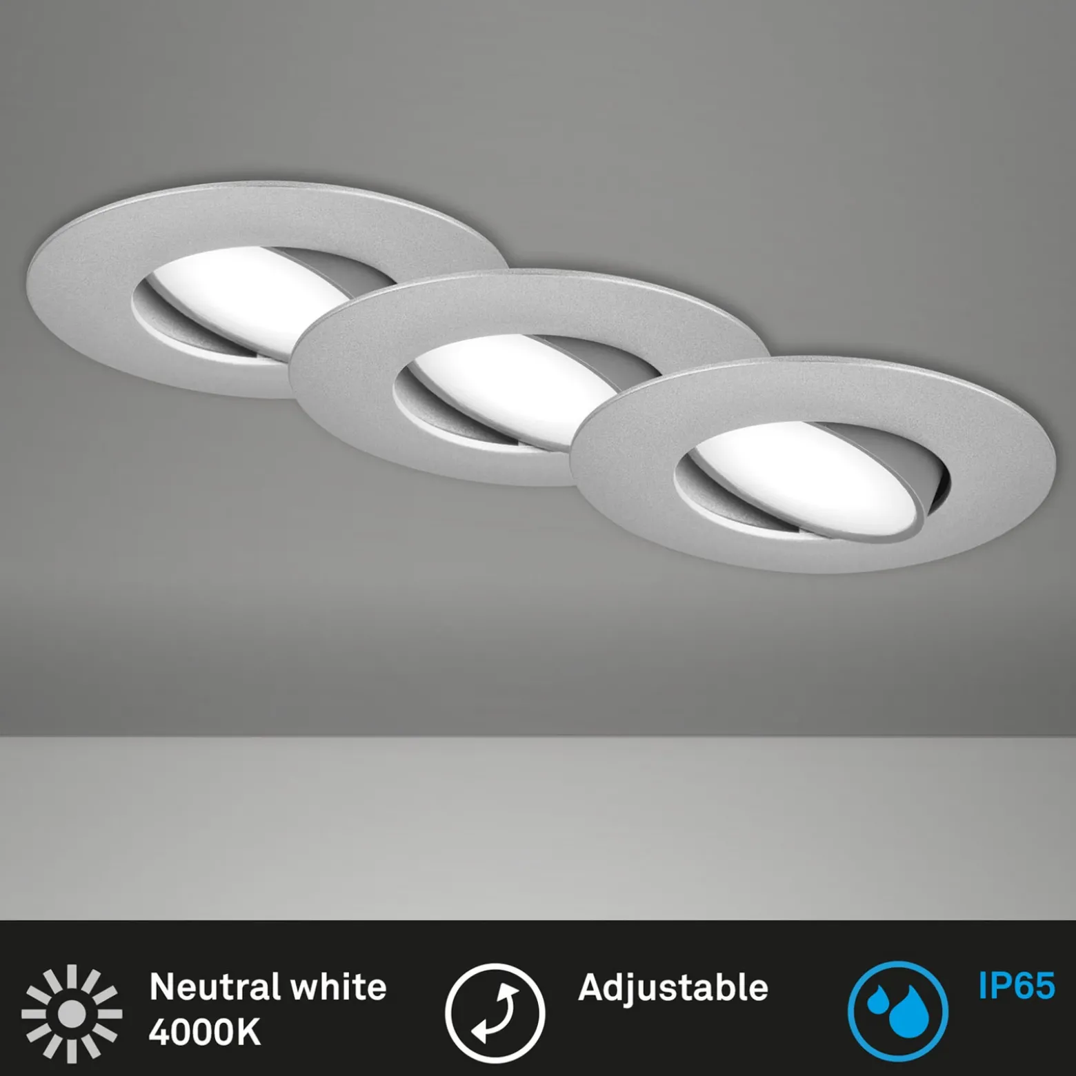 Foco LED 7597 3 ud IP65 4.000 K cromo mate