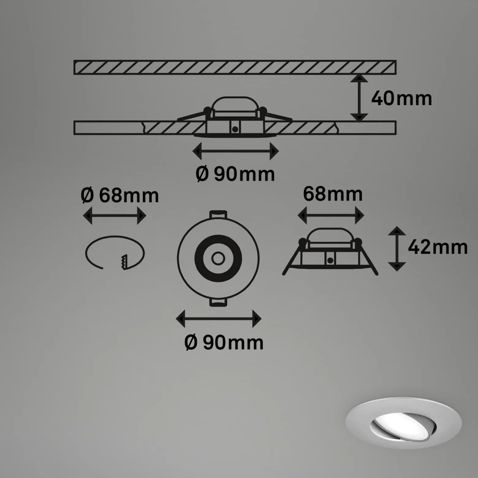 Foco LED 7597 3 ud IP65 4.000 K cromo mate