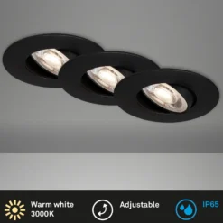 Foco LED 7602 3 ud IP65 3.000 K negro