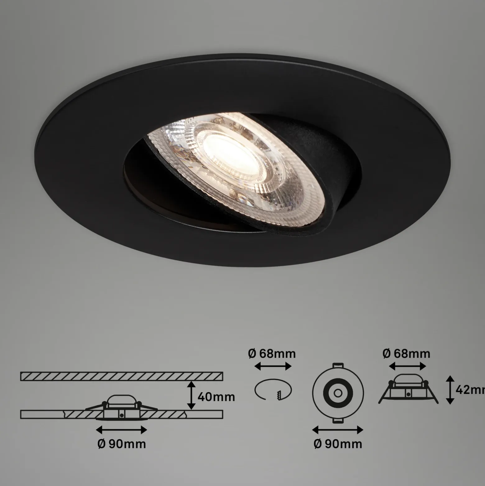 Foco LED 7602 3 ud IP65 3.000 K negro