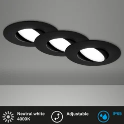 Foco LED 7597 3 ud IP65 4.000 K negro