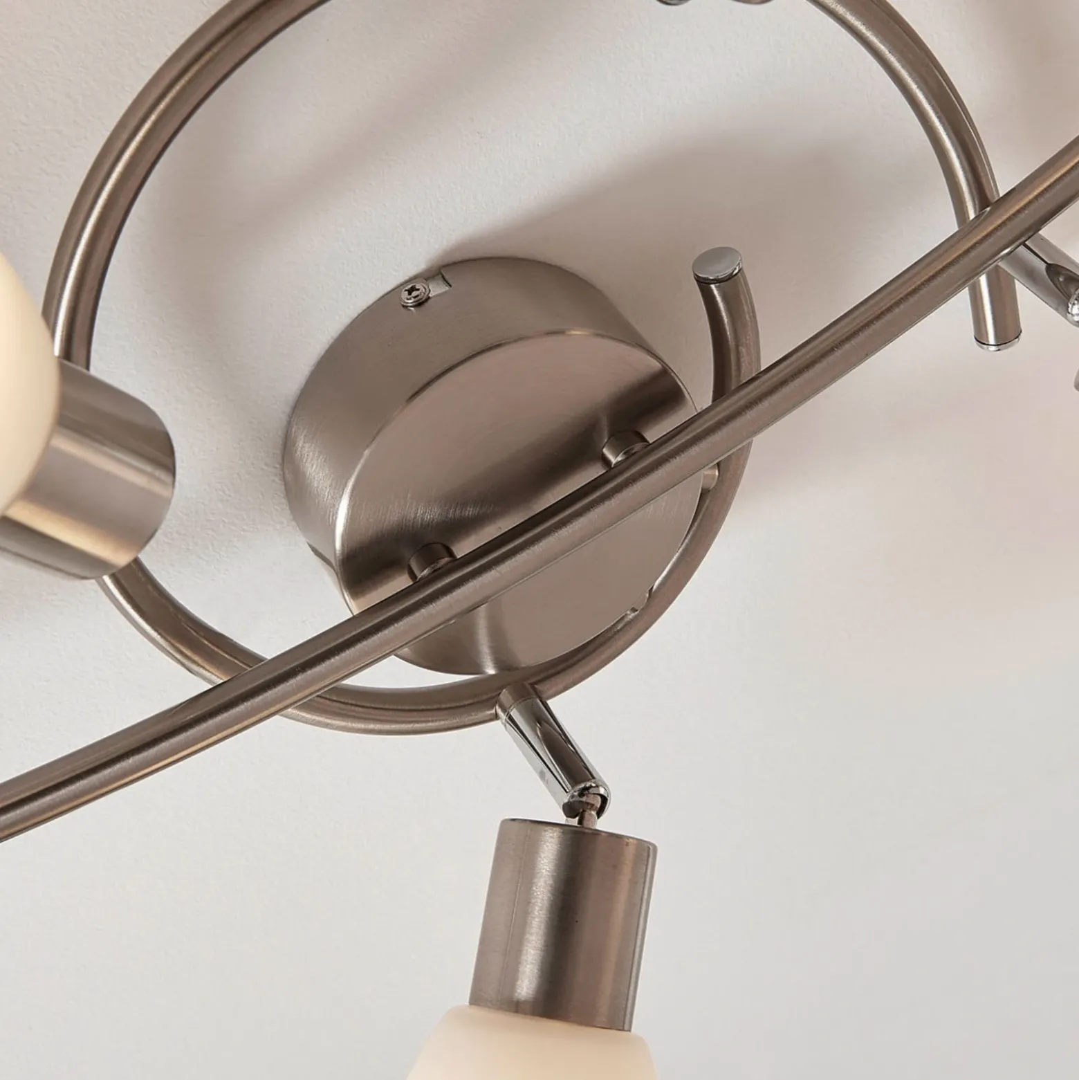 Foco Lindby Arda, 75 cm, 6 luces, níquel, cristal, E14