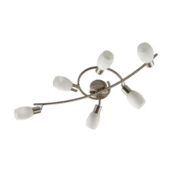 Foco Lindby Arda, 75 cm, 6 luces, níquel, cristal, E14