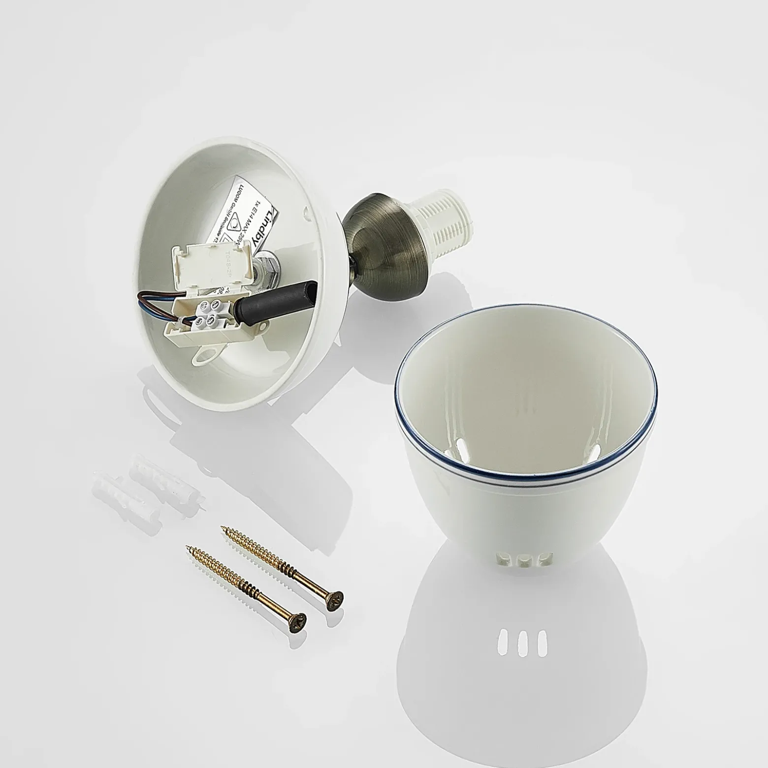 Foco Lindby Eneas, altura 16 cm, blanco, 1 luz, cerámica