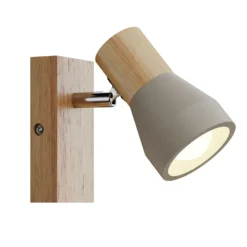 Foco Lindby Filiz, 12 cm de altura, madera, hormigón, E14