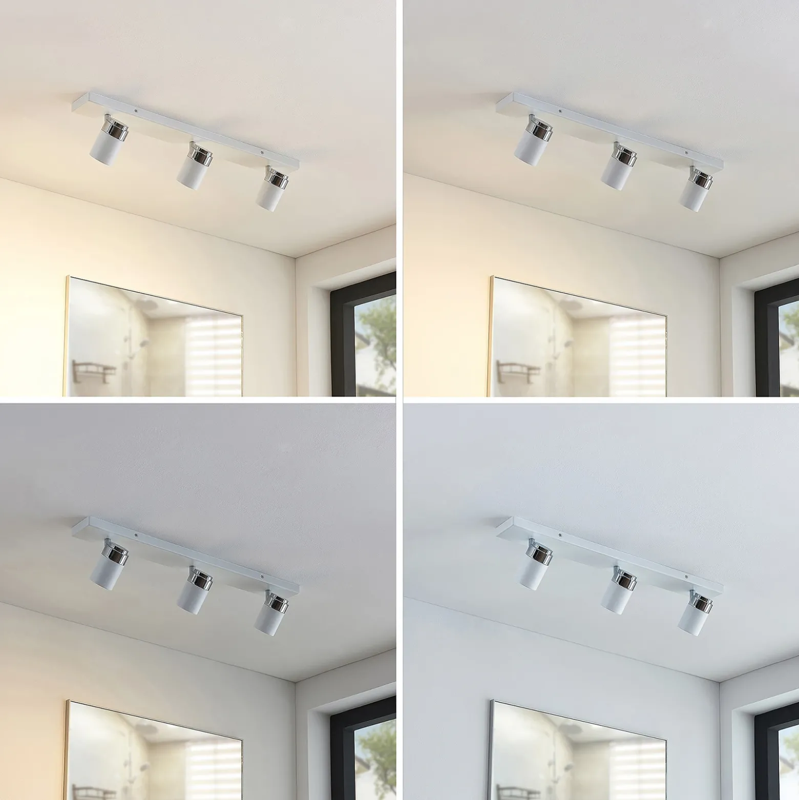 Foco Lindby Kardo, 3 luces, blanco, metal, IP44