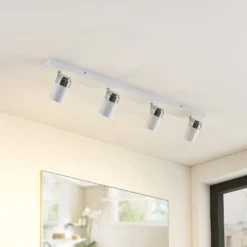 Foco Lindby Kardo, 4 luces, blanco, metal, IP44