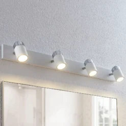 Foco Lindby Kardo, 4 luces, blanco, metal, IP44