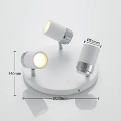 Foco Lindby Kardo, redondo, 3 luces, blanco, metal, IP44