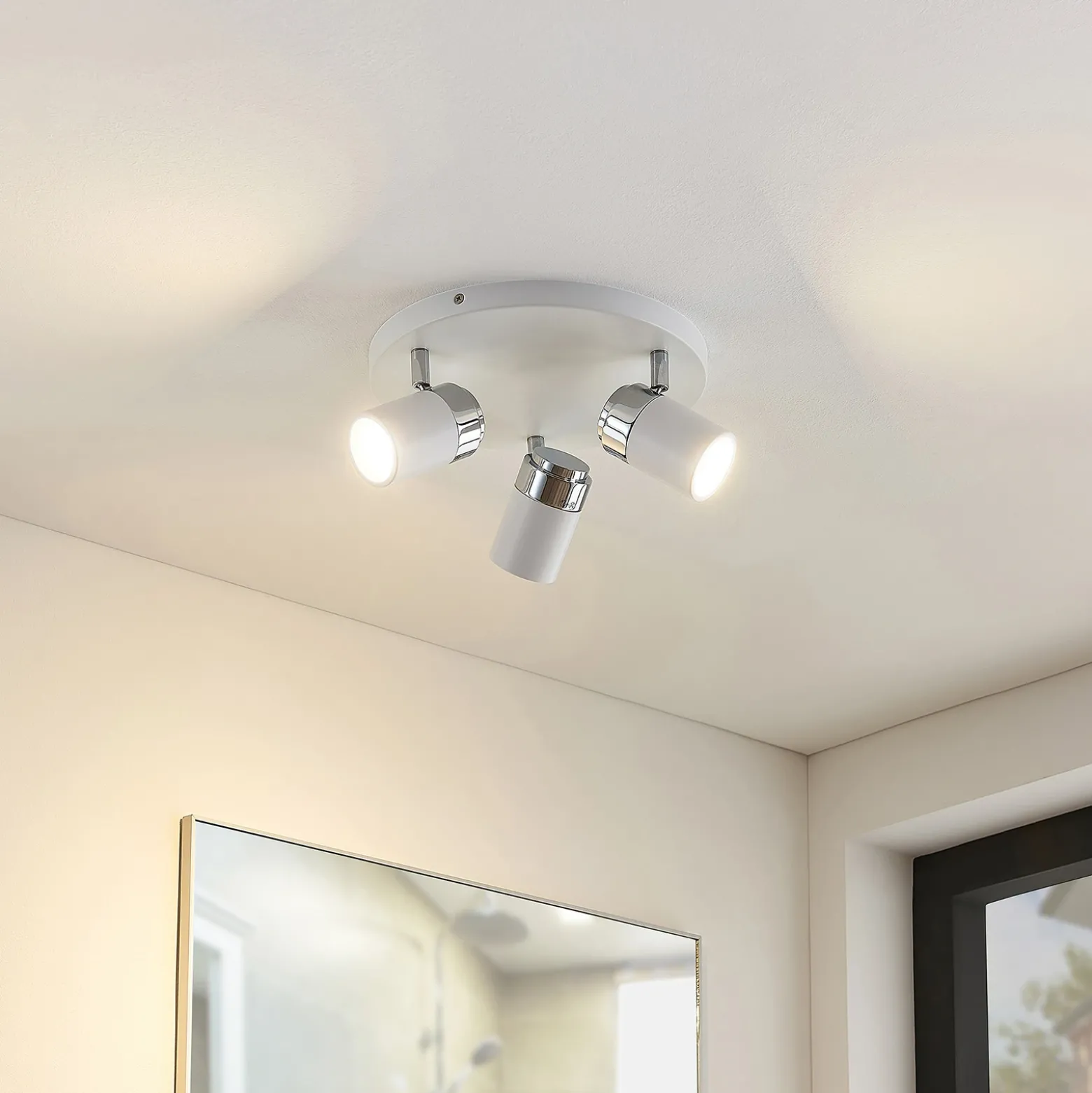 Foco Lindby Kardo, redondo, 3 luces, blanco, metal, IP44