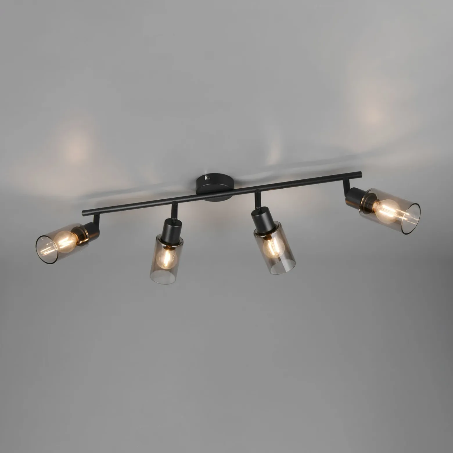Foco Mars, longitud 82 cm, negro mate, 4 luces, metal E14