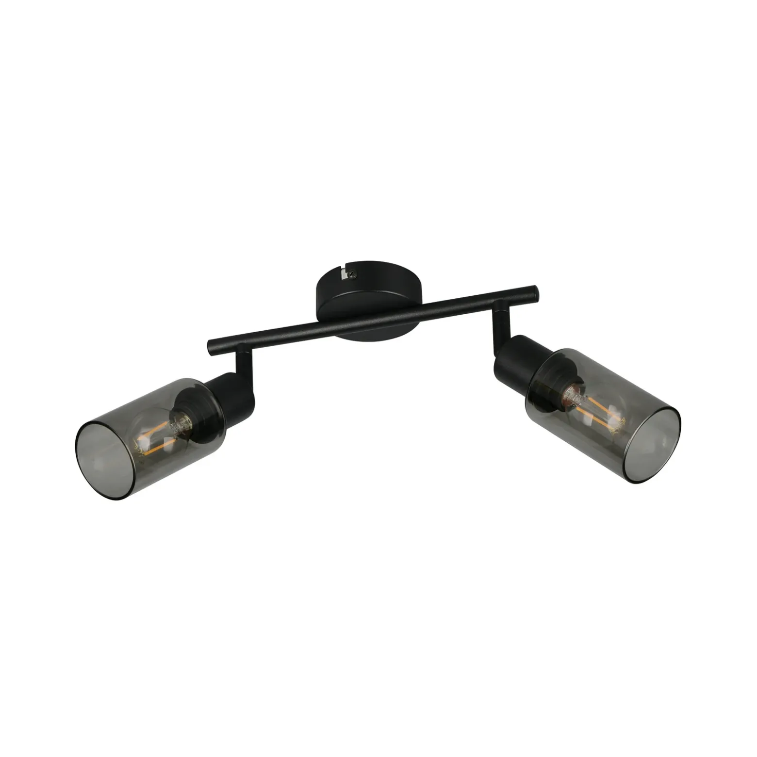 Foco Mars, longitud 48 cm, negro mate, 2 luces, metal E14