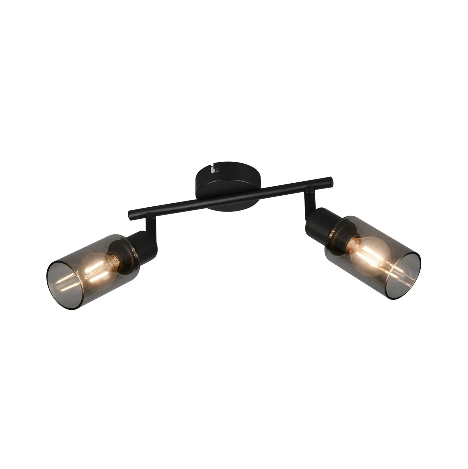 Foco Mars, longitud 48 cm, negro mate, 2 luces, metal E14