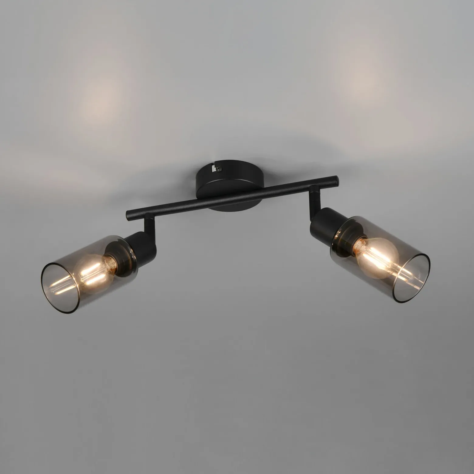 Foco Mars, longitud 48 cm, negro mate, 2 luces, metal E14