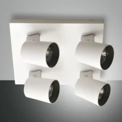 Foco Modo, 4 luces, blanco, anillos decorativos, GU10, aluminio