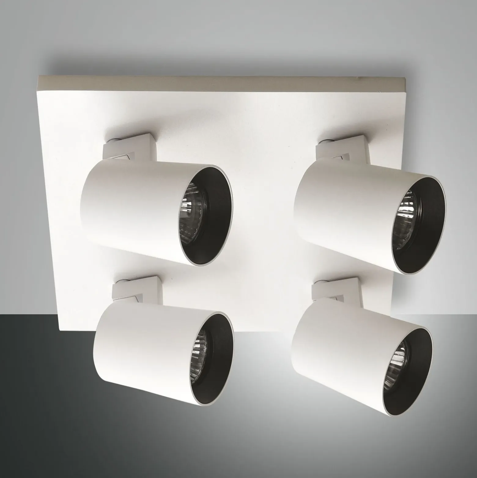 Foco Modo, 4 luces, blanco, anillos decorativos, GU10, aluminio