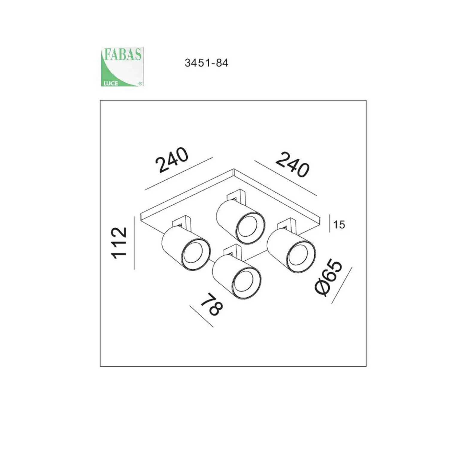 Foco Modo, 4 luces, blanco, anillos decorativos, GU10, aluminio