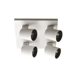 Foco Modo, 4 luces, blanco, anillos decorativos, GU10, aluminio