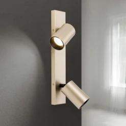 Foco Sean, 2 luces, dorado, metal, giratorio