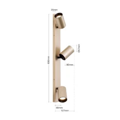 Foco Sean, 3 luces, dorado, metal, orientable