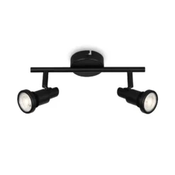 Foco techo LED Flamo IP44 2 luces ajustable negro