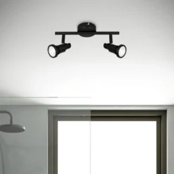 Foco techo LED Flamo IP44 2 luces ajustable negro